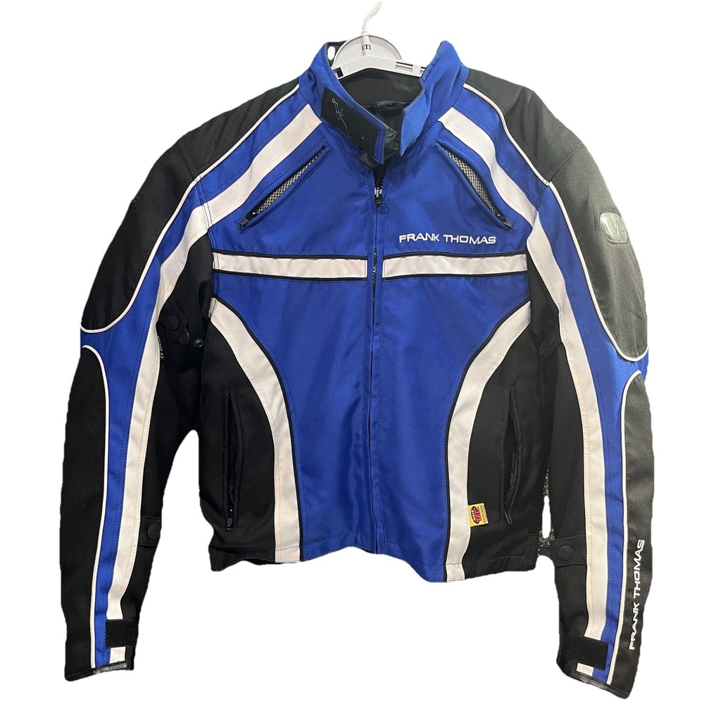 Frank Thomas Textile Motorcycle Jacket With Pads‎ Blue Black White  Size M